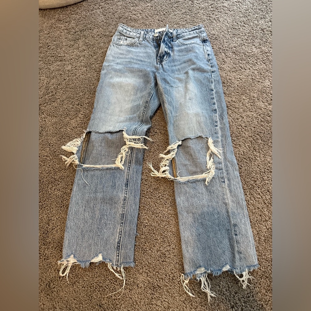 Altar'd State Light Blue Distressed Boyfriend Jeans